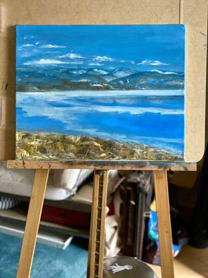 Reflection of Mountains in a Lake - 16 x 20 oil painting